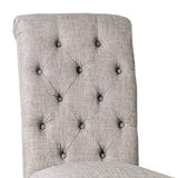 Benzara Side Chair with Button Tufted Backrest, Set of 2, Gray BM239822 Gray Solid Wood and Fabric BM239822