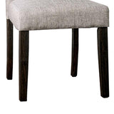 Benzara Side Chair with Button Tufted Backrest, Set of 2, Gray BM239822 Gray Solid Wood and Fabric BM239822