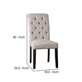 Benzara Side Chair with Button Tufted Backrest, Set of 2, Gray BM239822 Gray Solid Wood and Fabric BM239822