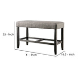 Benzara 41 Inches Counter Height Bench with Padded Seating, Gray BM239823 Gray Solid Wood and Fabric BM239823