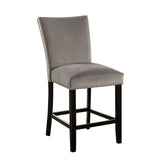 Benzara Counter Height Side Chair with Padded Seating, Set of 2, Gray BM239826 Gray Solid Wood, Veneer, and Fabric BM239826