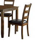 Benzara 5 Piece Dining Table Set with Leatherette Seating, Brown BM239827 Brown Solid Wood, Veneer and Faux Leather BM239827