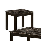 Benzara 3 Piece Coffee Table Set with Faux Marble Top, Black BM239828 Black Solid Wood, Veneer, and Faux Marble BM239828