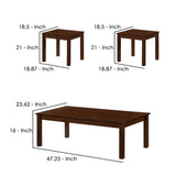 Benzara 3 Piece Wooden Coffee Table Set with Straight Legs, Brown BM239830 Brown Solid Wood and Veneer BM239830