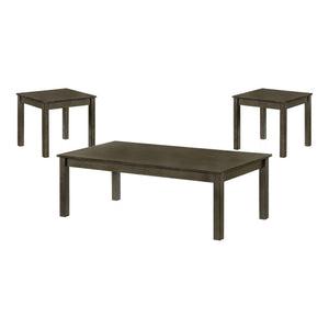 Benzara 3 Piece Wooden Coffee Table Set with Straight Legs, Gray BM239831 Gray Solid Wood and Veneer BM239831