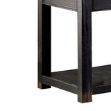 Benzara 24 Inches Wooden End Table with Open Shelf, Antique Black BM239833 Black Solid Wood and Veneer BM239833