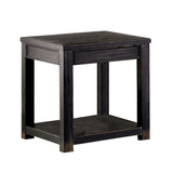 Benzara 24 Inches Wooden End Table with Open Shelf, Antique Black BM239833 Black Solid Wood and Veneer BM239833