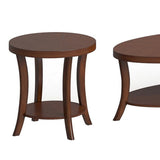 Benzara 3 Piece Wooden Coffee Table Set with Flared Legs, Brown BM239834 Brown Solid Wood and Veneer BM239834