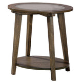24 Inches End Table with Round Glass Top and Angled Legs, Brown