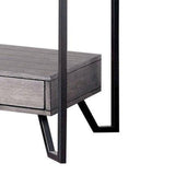 Benzara 24 Inch Metal End Table with Glass Top and 1 Drawer, Gray BM239838 Gray Metal, Glass and Wood BM239838