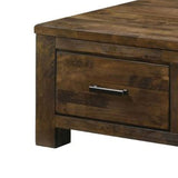 Benzara 47 Inches Coffee Table with 1 Drawer and Open Shelf, Rustic Brown BM239840 Brown Solid Wood BM239840