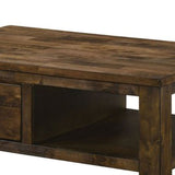 Benzara 47 Inches Coffee Table with 1 Drawer and Open Shelf, Rustic Brown BM239840 Brown Solid Wood BM239840