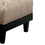 Benzara 40 Inches Ottoman with Button Tufted Padded Seat, Beige and Black BM239843 Beige and Black Solid Wood and Fabric BM239843