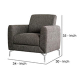 Benzara Accent Chair with Fabric Padded Seat and Metal Legs, Gray BM239844 Gray Solid Wood, Metal and Fabric BM239844