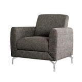 Benzara Accent Chair with Fabric Padded Seat and Metal Legs, Gray BM239844 Gray Solid Wood, Metal and Fabric BM239844