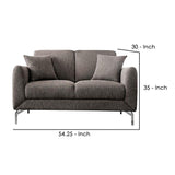 Benzara 54 Inches Loveseat with Fabric Padded Seat and Metal Legs, Gray BM239845 Gray Solid Wood, Metal and Fabric BM239845