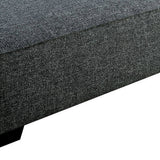 Benzara 57 Inches Ottoman with Fabric Padded Seat and Welt Trim Details, Gray BM239847 Gray Solid Wood and Fabric BM239847