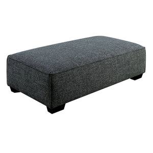 Benzara 57 Inches Ottoman with Fabric Padded Seat and Welt Trim Details, Gray BM239847 Gray Solid Wood and Fabric BM239847