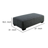 Benzara 57 Inches Ottoman with Fabric Padded Seat and Welt Trim Details, Gray BM239847 Gray Solid Wood and Fabric BM239847