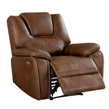 Power Recliner with Leatherette Upholstery and USB Port, Brown