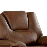 Benzara Power Recliner with Leatherette Upholstery and USB Port, Brown BM239851 Brown Solid Wood, Metal and Faux Leather BM239851