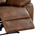 Benzara Power Recliner with Leatherette Upholstery and USB Port, Brown BM239851 Brown Solid Wood, Metal and Faux Leather BM239851