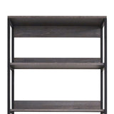 Benzara 5 Tier Shelving Unit with Metal Frame, Gray and Black BM239891 Gray and Black Solid Wood and Metal BM239891