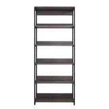 5 Tier Shelving Unit with Metal Frame, Gray and Black