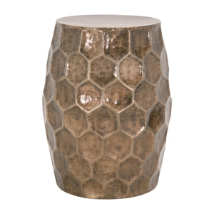 Benzara 18 Inch Metal Coffee Table with Hexagonal Pattern, Bronze BM239918 Bronze Metal BM239918