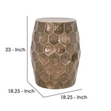 Benzara 18 Inch Metal Coffee Table with Hexagonal Pattern, Bronze BM239918 Bronze Metal BM239918