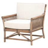 Rattan Frame Club Chair with Removable Seat and Back Cushions, Brown