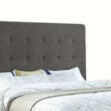 Benzara Fabric Upholstered Queen Button Tufted Bed, Gray BM240028 Gray Solid Wood, Fabric BM240028