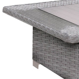 Benzara Contemporary Square Coffee Table with Glass Top, Gray BM240035 Gray Aluminum, Glass BM240035