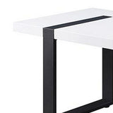 Benzara Two Tone Modern Coffee Table with Metal Legs, White and Black BM240038 White, Black Metal, Solid Wood BM240038