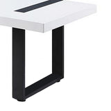 Benzara Two Tone Modern Coffee Table with Metal Legs, White and Black BM240038 White, Black Metal, Solid Wood BM240038