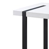 Benzara Two Tone Modern End Table with Metal Legs, White and Black BM240039 White, Black Metal, Solid Wood BM240039