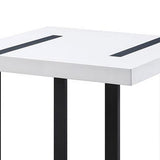 Benzara Two Tone Modern End Table with Metal Legs, White and Black BM240039 White, Black Metal, Solid Wood BM240039