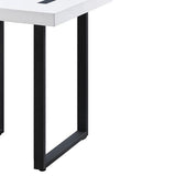 Benzara Two Tone Modern End Table with Metal Legs, White and Black BM240039 White, Black Metal, Solid Wood BM240039