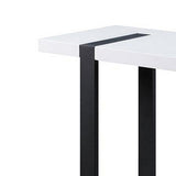 Benzara Two Tone Modern Sofa Table with Metal Legs, White and Black BM240040 White, Black Metal, Solid Wood BM240040