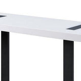 Benzara Two Tone Modern Sofa Table with Metal Legs, White and Black BM240040 White, Black Metal, Solid Wood BM240040