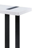 Benzara Two Tone Modern Sofa Table with Metal Legs, White and Black BM240040 White, Black Metal, Solid Wood BM240040