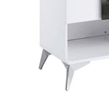 Benzara Two Tone End Table with Open Shelf, White and Brown BM240043 White, Brown Solid Wood BM240043