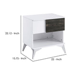 Benzara Two Tone End Table with Open Shelf, White and Brown BM240043 White, Brown Solid Wood BM240043