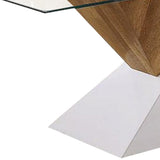 Benzara Two Tone Wooden End Table with Pedestal Base, White and Brown BM240044 White, Brown Solid Wood BM240044