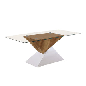 Benzara Two Tone Wooden End Table with Pedestal Base, White and Brown BM240044 White, Brown Solid Wood BM240044