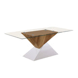 Two Tone Wooden End Table with Pedestal Base, White and Brown