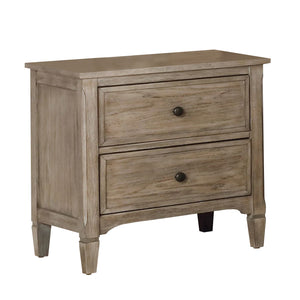 Benzara 2 Drawer Wooden Nightstand with USB Slot, Gray BM240046 Gray Solid Wood, Veneer BM240046