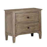 2 Drawer Wooden Nightstand with USB Slot, Gray