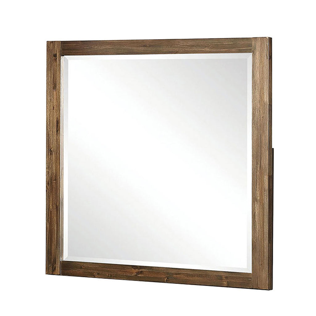 Benzara 40 Inch Rectangular Wooden Frame Mirror, Brown BM240049 Brown Solid Wood, Veneer BM240049