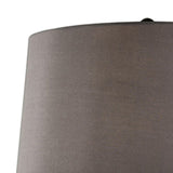 Benzara Table Lamp with Glass Pedestal Base and Fabric Shade, Chrome BM240297  Glass, Fabric, Metal BM240297